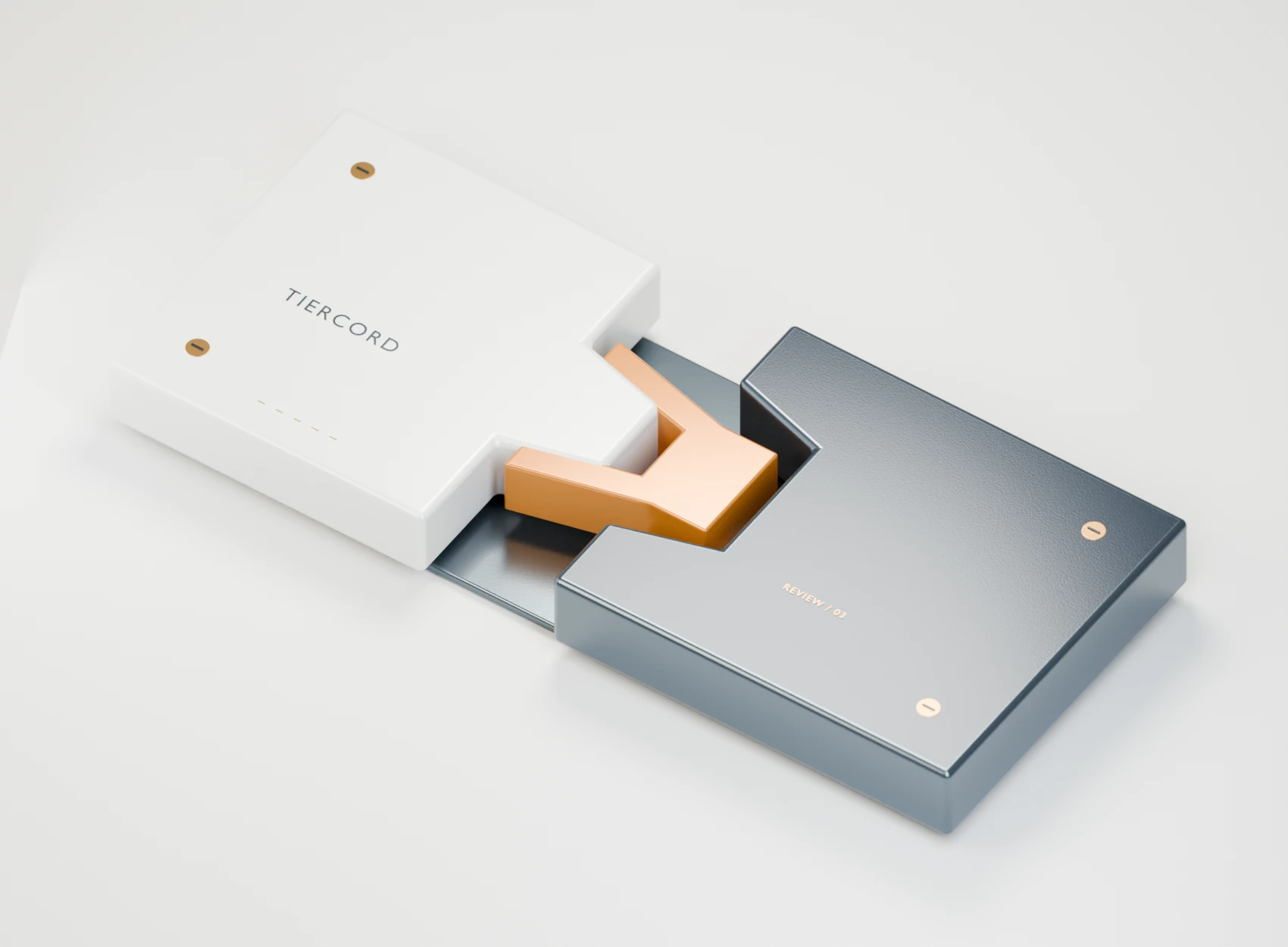 A removable amber key connects two precisely machined ceramic and graphite parts, with a clear inspection gap.